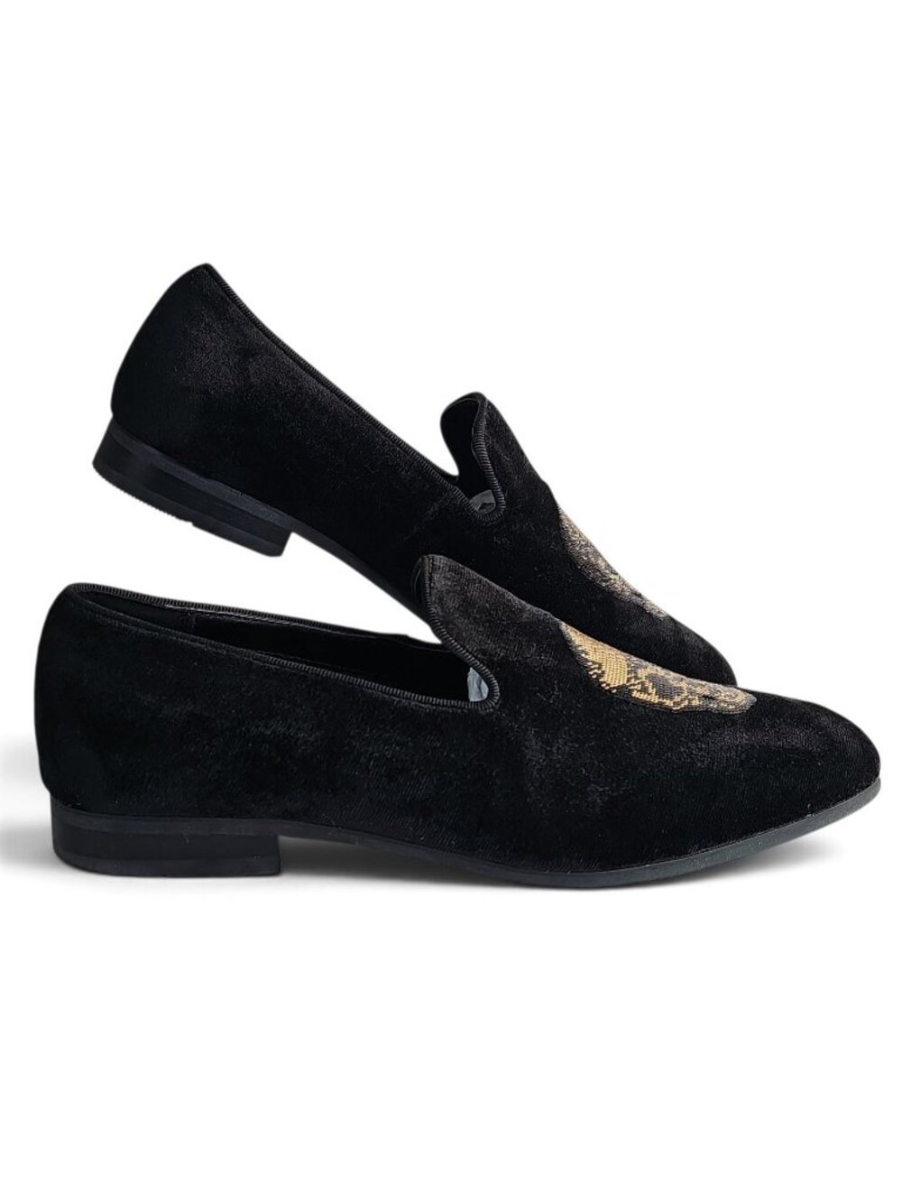 INC International Concepts Nova Men's Black Suede Skull Slip-On Loafer Size 9